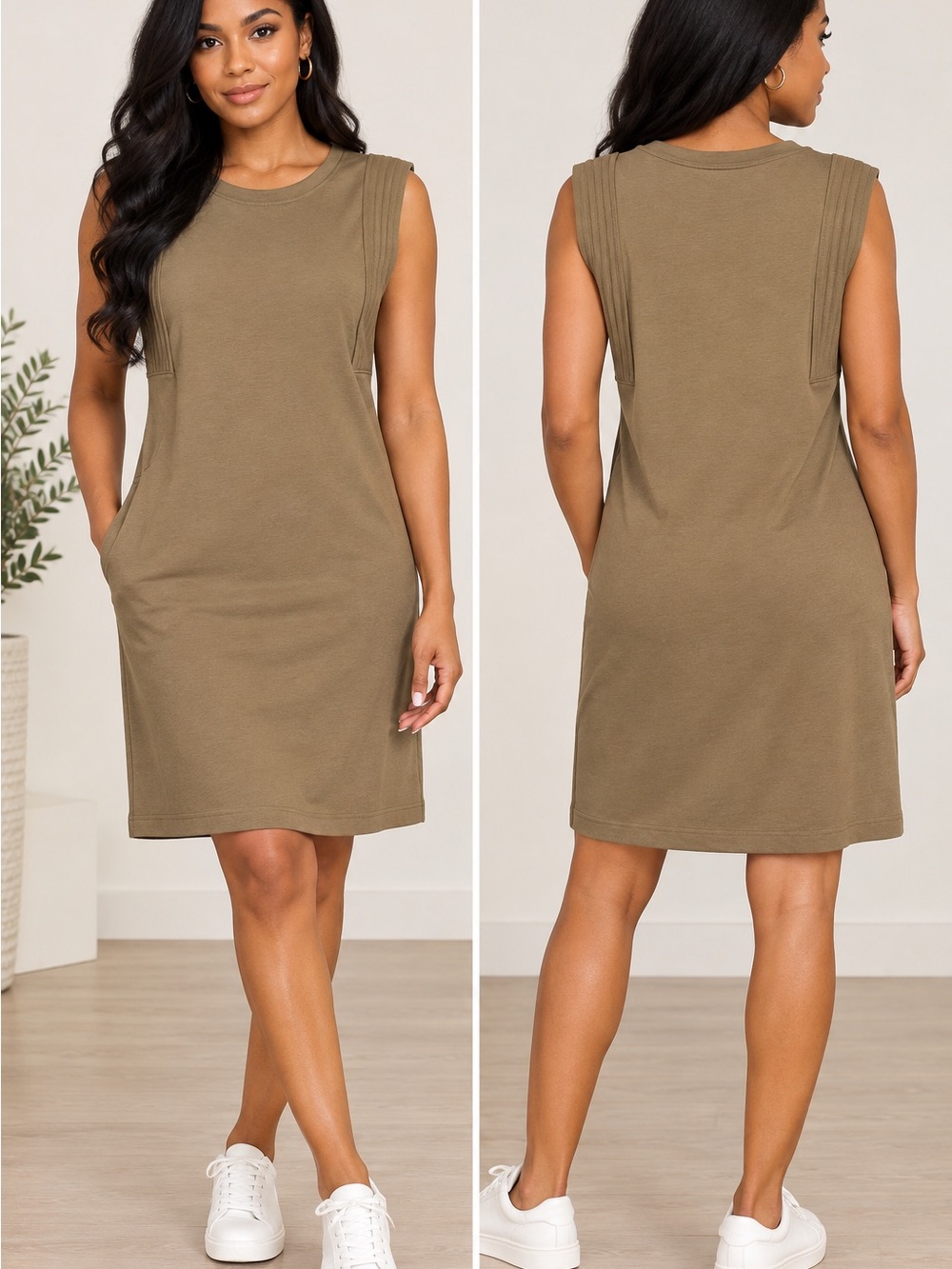 J.Crew Sleeveless Olive Khaki Shift Dress